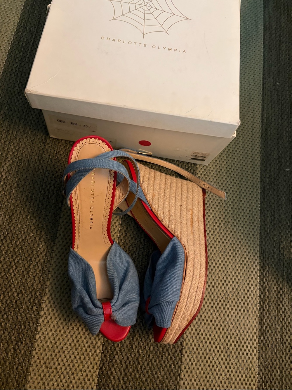 Charlotte Olympia Denim Wedge Espadrilles